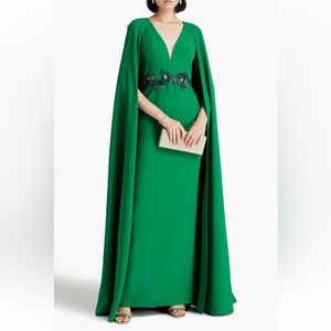 MARCHESA***Embellished Green Cape Dress***US 6 $995